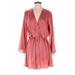 Zara Casual Dress - Mini Plunge Long sleeves: Pink Print Dresses - Women's Size Medium