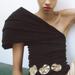 Zara Tops | New Zara Black One Shoulder Draped Asymmetric Top M | Color: Black | Size: M