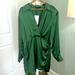 Zara Dresses | Nwt Xl Zara Satin Effect Wrap Dress Emerald Green Draped Ruched Ls Stunning New | Color: Green | Size: Xl
