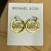 Michael Kors Jewelry | New Michael Kors Gold-Tone Plated Brass Pave' Logo Hoop Earrings Msrp $129.00 | Color: Gold | Size: Os