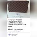 Louis Vuitton Bags | New Authentic Louis Vuitton Neverfull Mm Monogram Pouch Damier Ebene Red Interio | Color: Brown/Red | Size: Os