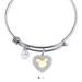 Disney Jewelry | Disney Rhinestone Mickey Heart Charm My Heart Belongs To You Wire Bracelet | Color: Silver | Size: One Size