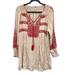 Free People Dresses | Free People Boho Embroidered Long Sleeve Beige & Orange Dress Size Xs | Color: Cream/Orange | Size: Xs