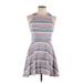 Just Fab Casual Dress - Mini: Gray Stripes Dresses - Women's Size Large