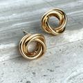 Anthropologie Jewelry | New~ Anthropologie Minimalist Gold Swirl Earrings | Color: Gold | Size: Os