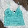 Victoria's Secret Intimates & Sleepwear | Body By Victoria/Victoria’s Secret Sheer Turquoise Tank Top Size Large | Color: Tan | Size: L