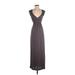 BCBGMAXAZRIA Casual Dress - Formal V-Neck Sleeveless: Gray Solid Dresses - New - Women's Size Small