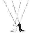 HAODUOO Best Friend Necklace Fashion Drop Oil Dinosaur Couple Necklace Irregular Animal Double Silver Necklace for Women