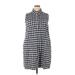 Lands' End Casual Dress - Mini Collared Sleeveless: Blue Checkered/Gingham Dresses - Women's Size 18