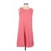 August Silk Casual Dress - Mini Scoop Neck Sleeveless: Pink Print Dresses - Women's Size Medium