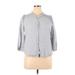 LC Lauren Conrad 3/4 Sleeve Button Down Shirt: Gray Checkered/Gingham Tops - Women's Size X-Large