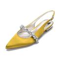 SOVORM Slingback Flats for Women Rhinestones Strap Comfortable Low Heels Bridal Wedding Guest Dress Prom Pumps Shoes,Yellow,7 UK