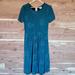 Lularoe Dresses | Lularoe Amelia Dress, Size L, Teal, Turquoise, Green, Geometric Roses | Color: Blue/Green | Size: L