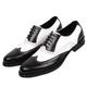 New Formal Shoes for Men Lace Up Brogue Embossed Wing tip PU Leather Two Tone Oxford Shoes Anti-Slip Rubber Sole Non Slip Block Heel Business (Color : Black White, Size : 10 UK)