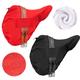 Shinylin 2 Pcs Fleece Lined Saddle Cover Waterproof Breathable Western Horse Saddle Cover, Black and Red