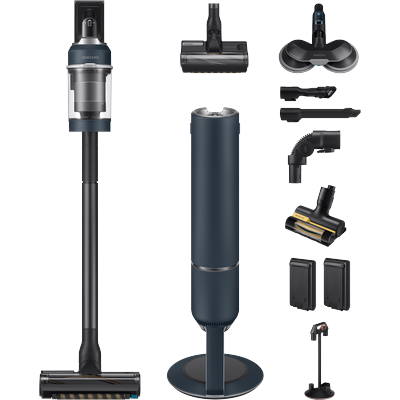 SAMSUNG Akku-Handstaubsauger "VS20B95B73B/WD, BESPOKE Jet Plus Akku+ Wet & Clean", blau (mitternacht blau), B:25cm H:100cm T:21cm, Akkusauger, 580 W, beutellos, 2x Akkus, Topseller