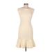 Ralph Lauren Black Label Cocktail Dress - Sheath High Neck Sleeveless: Ivory Print Dresses - Women's Size 6