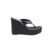 Steve Madden Wedges: Black Solid Shoes - Women's Size 7 - Open Toe