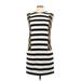 Sonia Rykiel Cocktail Dress - Shift High Neck Sleeveless: Ivory Stripes Dresses - Women's Size 42