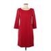 Banana Republic Casual Dress - Shift Scoop Neck 3/4 sleeves: Red Solid Dresses - Women's Size 8