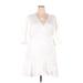 City Chic Casual Dress - Wrap V Neck 3/4 sleeves: White Print Dresses - New - Women's Size 18 Plus