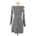 White House Black Market Casual Dress - Sweater Dress: Gray Solid Dresses - Women's Size Large