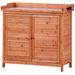 Creationstry Outdoor Potting Bench Table, Garden Shed, Rustic Garden Wood Workstation Storage Cabinet w/ 2-Tier Shelves & Side Hook | Wayfair