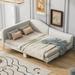 Twin/Full Size Upholstered Daybed with Headboard and Armrest, Linen Daybed Frame Sofa Bed with Support Legs for Living Room