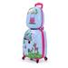 2 PCS Kid's Animal Patterns Suitcase Luggage Set 16'' Hardside Spinner Toddler Travel Rolling Luggage Girls Boys, Pink+Blue