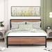 Queen Size Platform Bed, Metal and Wood Bed Frame with Headboard and Footboard