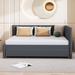 Full Size Upholstered Daybed with Trundle Sofa Bed Frame No Box Spring Needed, Linen Fabric