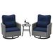 3-Piece Wicker Outdoor Rocking Swivel Chair Set with Side Table