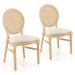 Gymax Dining Chairs Set of 2 French Style Kitchen Chair w/ Hand-Woven