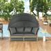 Outdoor Patio Wicker Rattan Double Daybed Furniture Set with Canopy