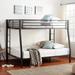 Black Bunk Bed Metal Full XL/Queen Bunk Bed With Protective Fence