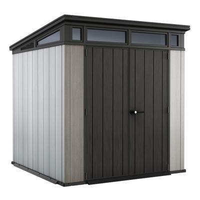 Keter Artisan 7 x 7 FT. Modern and Elegant Resin Outdoor Storage Shed With Floor for Patio Furniture and Tools, Grey - 7x7