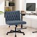 Latitude Run® Oakleigh Teddy Upholstered Cross legged Office Chair w/ Swivel Wheels Upholstered, Leather in Gray | 36 H x 24 W x 25 D in | Wayfair