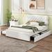 Red Barrel Studio® Ajaye Solid Wood+MDF Bed in White | 44.1 H x 55.9 W x 78.7 D in | Wayfair 1615FA69816F4E8FBC80B66E9017FDD6