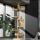 Cat Tree Floor to Ceiling Cat Tower Adjustable Kitten Multi-Level Condo With Scratching Post Pad