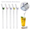 Eco Friendly Cocktails Bar Tool Straight Bend Straws Butterfly Glass Straws Drinking Straw Clear