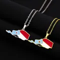 Fashion South Yemen Map Flag Pendant Necklace Stainless Steel Men Women Country Maps Gold Color