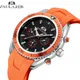 Automatic Watch for Men Mechanical Rubber Strap Orange Blue Black Dial Rotatable Bezel Classic Reloj