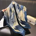 Écharpe carrée en satin imprimé pour femme hijab bandana écharpes de sauna foulard de la