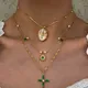 Cute Angel Enamel Necklaces for Women Vintage Gold Plated Pendant Necklace Party Princess Clavicle