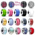 2024 New Sparkling Round Colorful Beaded Charm Disney Cinderella Glass Charm Fit Original Pandora