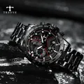 TRSOYE-Montre de sport noire de luxe pour homme horloge calendrier en métal noir mode étanche