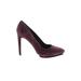 Lord & Taylor Heels: Slip-on Stiletto Cocktail Burgundy Print Shoes - Women's Size 10 - Pointed Toe