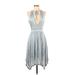 Moulinette Soeurs Casual Dress - Mini Plunge Sleeveless: Gray Solid Dresses - New - Women's Size X-Small