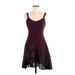 Free People Casual Dress - A-Line Scoop Neck Sleeveless: Burgundy Solid Dresses - Women's Size X-Small
