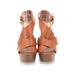Express Heels: Strappy Chunky Heel Boho Chic Tan Solid Shoes - Women's Size 7 - Open Toe